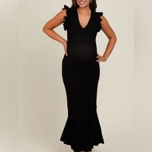 Pinkblush Black Ruffle Maxi Dress
